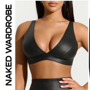 Naked Wardrobe 🖤 Faux leather bra top | XS |